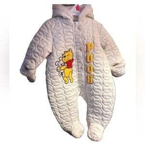 Disney Quilted Pooh White Baby Snowsuit
